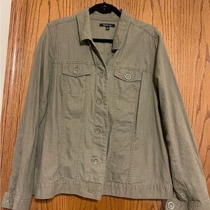 Olive green linen jacket Relativity 2x